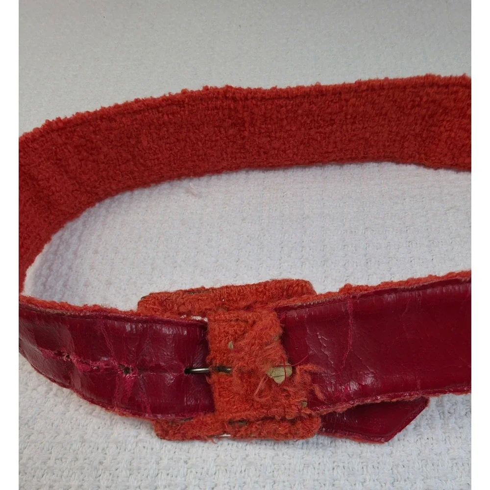 Vintage Forstmann Skirt Womens 100% Wool Boucle A-Line Rust Orange With Belt